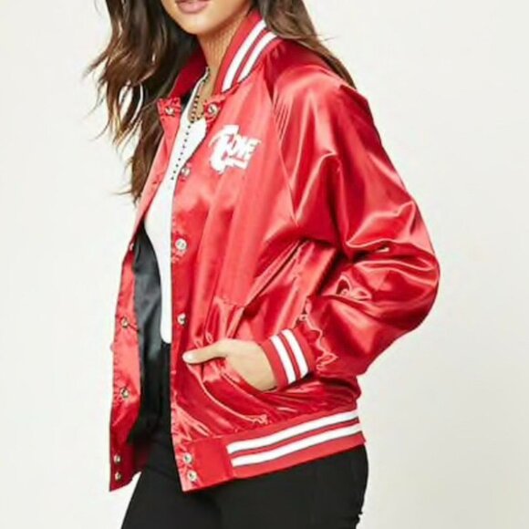 Forever 21 Jackets & Blazers - Retro David Bowie Rare Limited Edition Red Satin  Bomber / Varsity Tour Jacket